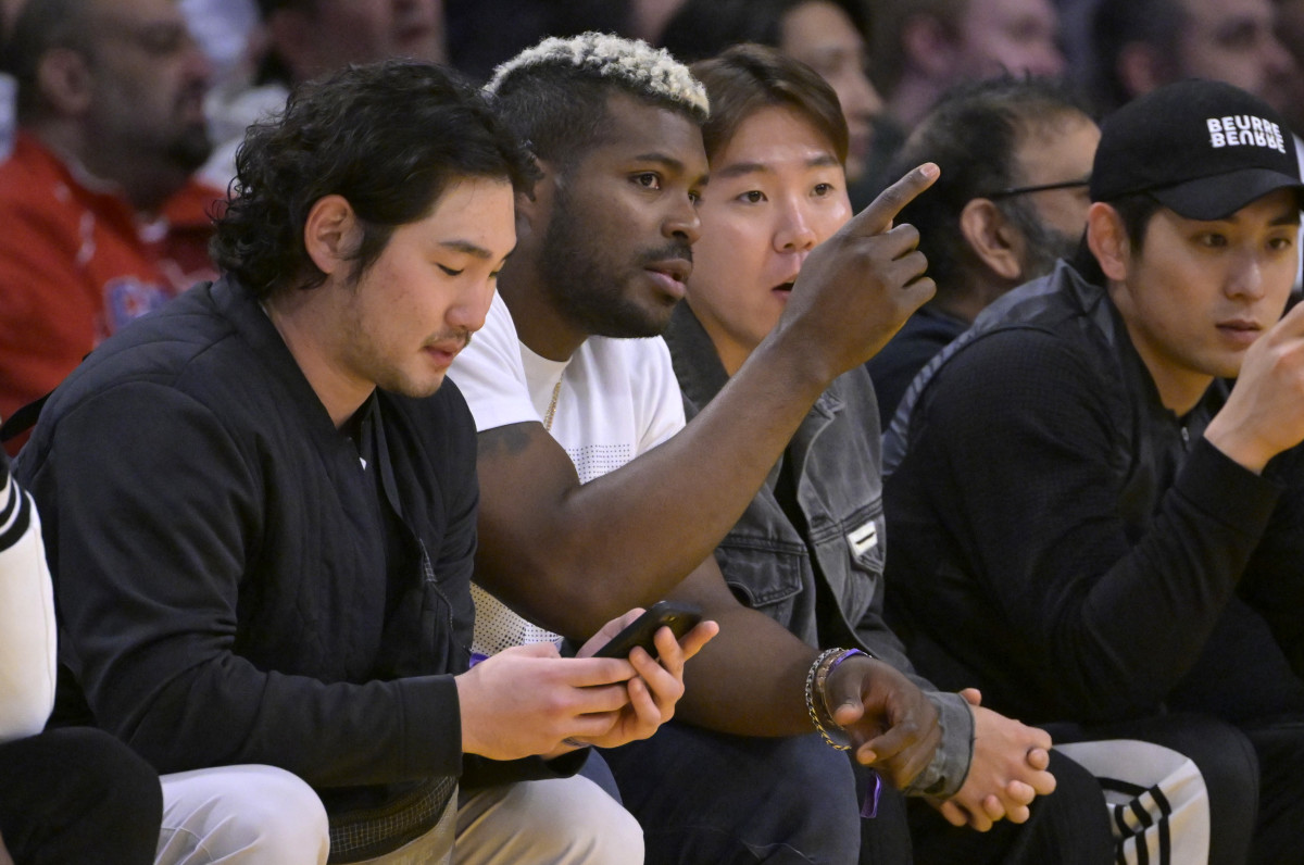 Jan 24, 2023; Los Angeles, California, USA; Professional baseball player Yasiel Puig attends the game between the Los Angeles Lakers and the Los Angeles Clippers at Crypto.com Arena.